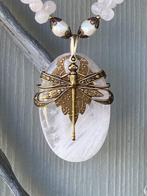 Deco Dragonfly on Rose Necklace - Image 2