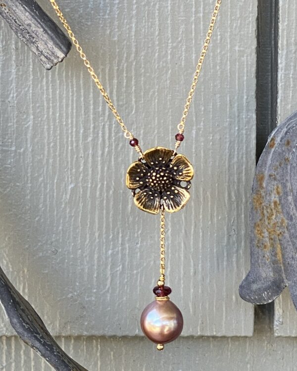 Golden Flower and Pearl Necklace.