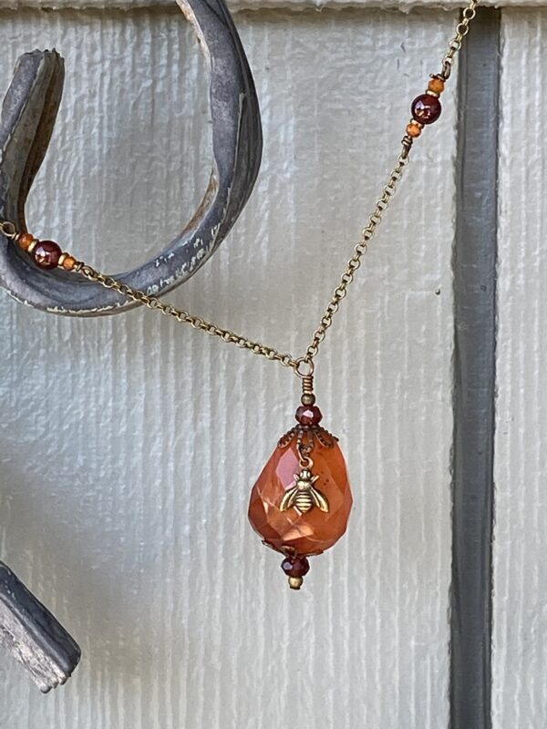 Carnelian Bee Necklace