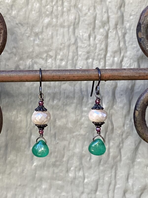 Moonstone Over Jade Earrings - Image 2