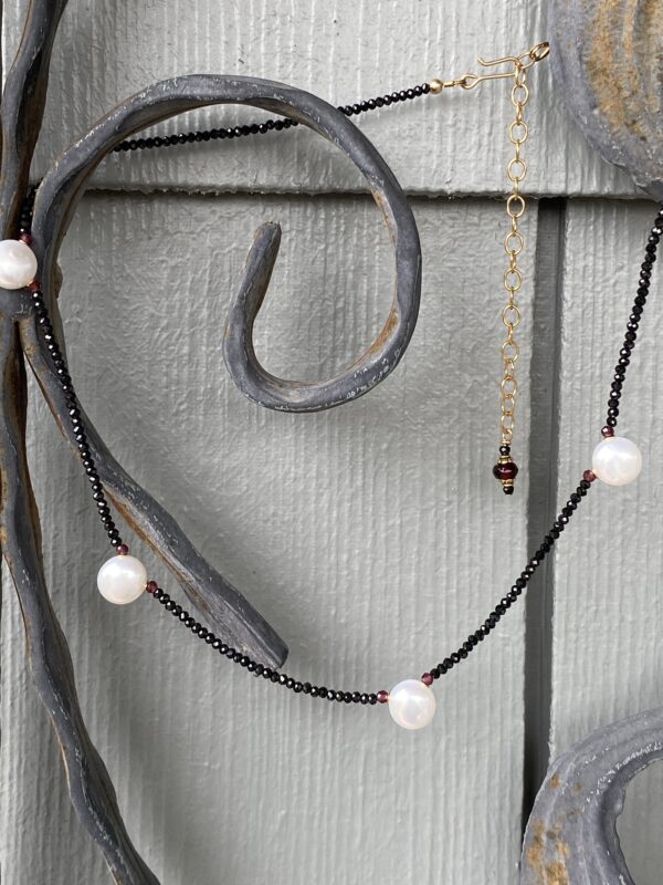 Little Black Spinel and Pearls Necklace - Image 7