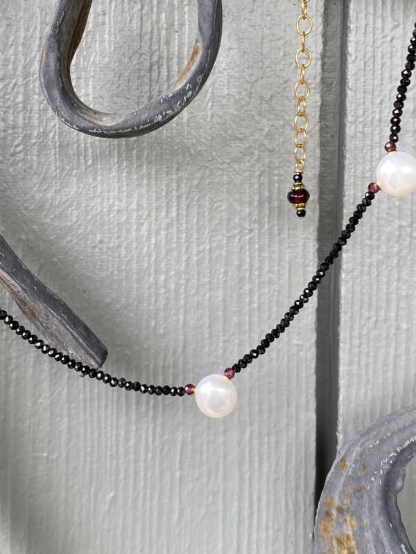 Little Black Spinel and Pearls Necklace - Image 6