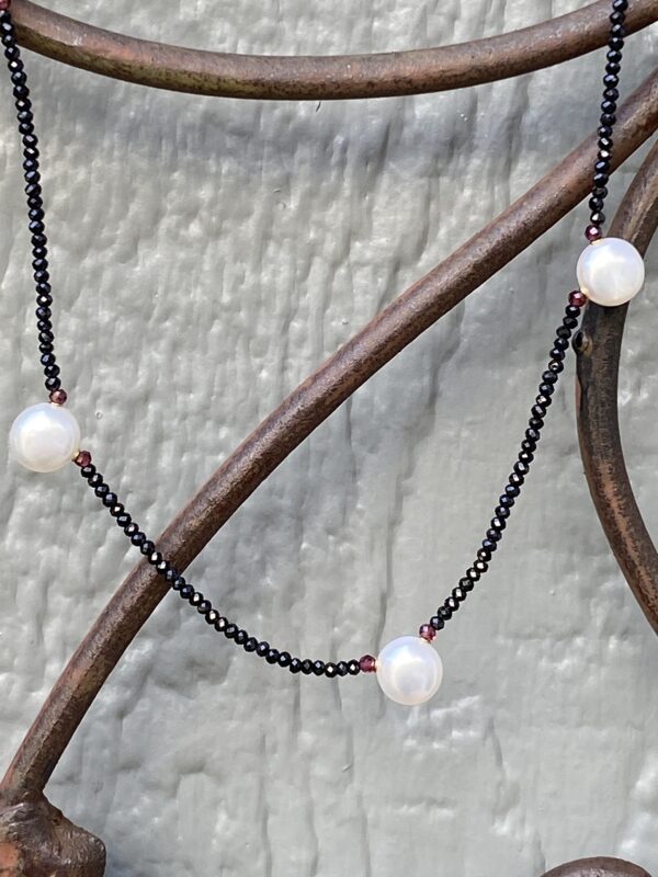 Little Black Spinel and Pearls Necklace - Image 2